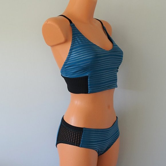 Nike 2 Piece Shine Stripe Active Bikini Set NWT - Picture 2 of 3
